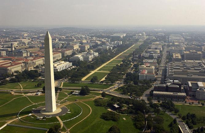 Aerial view of the Washington Monument